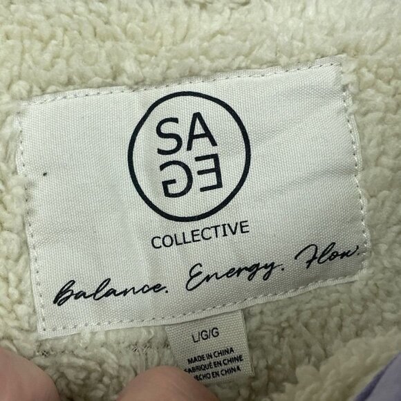 Sage Collective Womens Plaid Sherpa-Lined Jacket Beige & Purple Large d0348 - Picture 3 of 8